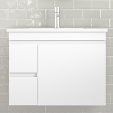 Bianca 750mm Gloss White Wall Hung Vanity with Ceramic Countertop