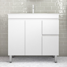 Bianca 900mm Gloss White Vanity With Integrated Basin