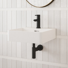 Vento Square Wall Hung Ceramic Basin with Mixer Hole