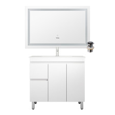 Bianca 900mm Floormount 2 LH Draw Vanity Package with LED Mirror