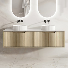 Colette 1500mm Wall Hung Double Vanity with Stone Countertop