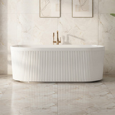 Ciri Gloss White Acrylic Fluted Freestanding Bath with Overflow