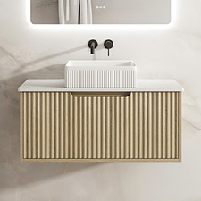 Colette 900mm Wall Hung Single Vanity with Stone Countertop