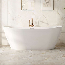 Nevada Gloss White Slipper Acrylic Freestanding Bath with Overflow