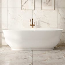 Lisbon Gloss White Oval Acrylic Freestanding Bath with Overflow