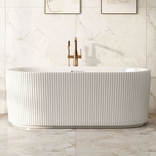 Salem Matte White Oval Acrylic Freestanding Bath with Overflow