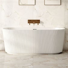 Salem Matte White Oval Acrylic Back to Wall Bath with Overflow