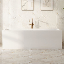 Albany Gloss White Rectangular Acrylic Freestanding Bath with Overflow