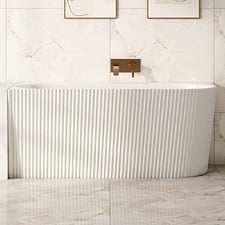 Salem Matte White Oval Acrylic Corner Bath with Overflow