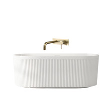 Ciri White Fluted Freestanding Bath & Wall Tapware Package