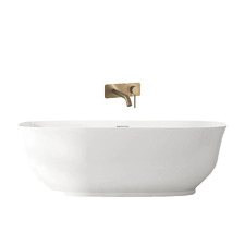 Lisbon Acrylic Freestanding Bath with  Antique Brass Wall Mixer Set