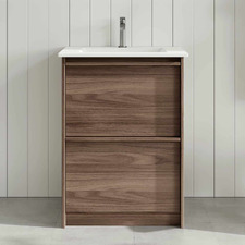 Malie 600mm Notaio Walnut Freestanding Single Vanity with Ceramic Countertop