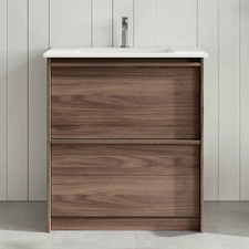 Malie 750mm Notaio Walnut Freestanding Single Vanity with Ceramic Countertop