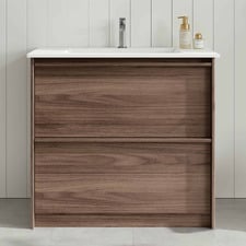 Malie 900mm Notaio Walnut Freestanding Single Vanity with Ceramic Countertop