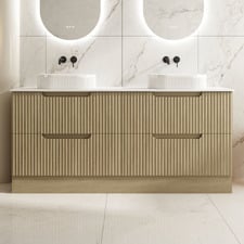 Lilinoe 1800mm Natural Oak Freestanding Double Vanity with Stone Countertop