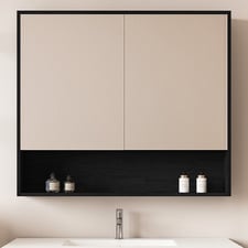 Laulea 900mm Mirrored Shaving Cabinet with Open Shelf