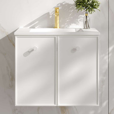 Palila 600mm Matte White Wall Hung Single Vanity with Ceramic Countertop