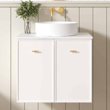 Wailani 600mm Matte White Wall Hung Single Vanity with Stone Countertop