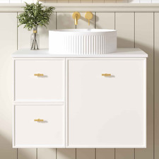 Wailani 750mm Matte White Wall Hung Single Vanity with Stone Countertop