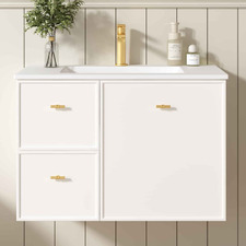 Nohoana 750mm Matte White Wall Hung Single Vanity with Ceramic Countertop