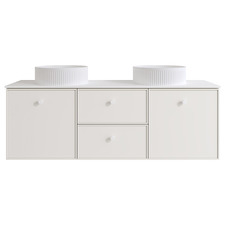 Palila 1500mm Matte White Wall Hung Double Vanity with Stone Countertop