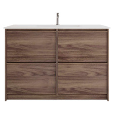Malie 1200mm Notaio Walnut Freestanding Single Vanity with Ceramic Countertop