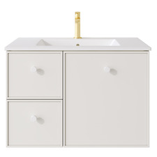 Palila 750mm Matte White Wall Hung Single Vanity with Ceramic Countertop