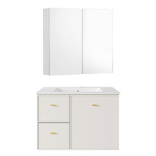 Nohoana 750mm Matte White Wall Hung Vanity & Mirror Cabinet Package