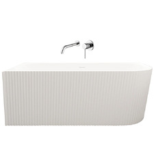 Salem Matte White Oval Acrylic Corner Bath & Wall Mixer Set