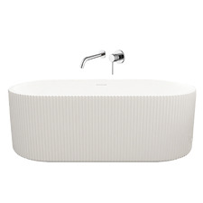 Salem Matte White Oval Acrylic Freestanding Bath & Wall Mixer Set