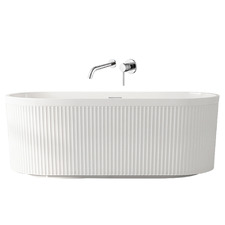 Ciri Gloss White Acrylic Fluted Freestanding Bath & Wall Mixer Set