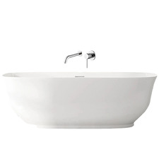 Lisbon Gloss White Oval Acrylic Freestanding Bath & Wall Mixer Set