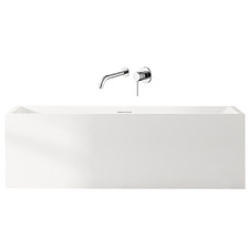 Albany Gloss White Rectangular Acrylic Freestanding Bath & Wall Mixer Set
