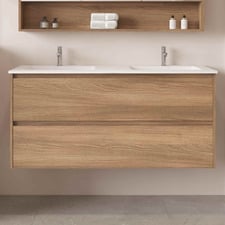 Horizon 1200mm Light Oak Wall Hung Double Vanity