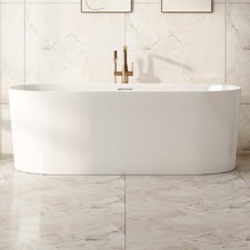 Amalfi 1190mm Gloss White Acrylic Freestanding Bath with Overflow