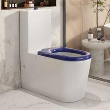 Accessible Palma Back to Wall Toilet Suite with Blue Seat