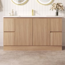 Byron 1500mm Light Oak Freestanding Vanity with Removable Kickboard