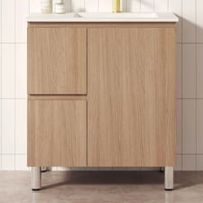 Byron 750mm Light Oak Freestanding Vanity with Removable Kickboard