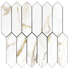 Calacatta Marble Picket Stick on Tile (10 Pack)