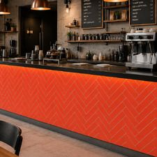 Peel & Stick Matte Orange Herringbone Stick on Tile (10 Pack)