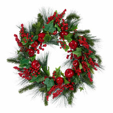 64cm Traditional Faux Apple Christmas Wreath