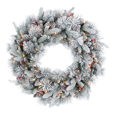 Snowy Faux Mixed Pine LED Christmas Wreath