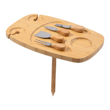 5 Piece Hunter Rectangular Picnic Table with Cheese Knife Set