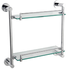 Loui Stainless Steel & Glass Double Bathroom Shelf
