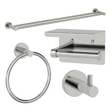 Elle Brushed Nickel Towel Rail & Bathroom Accessory Package