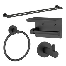 Elle Matte Black Towel Rail & Bathroom Accessory Package