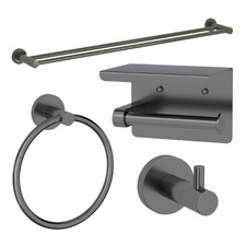 Elle Gunmetal Towel Rail & Bathroom Accessory Package