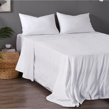 White Commercial Cotton-Blend Top/Bottom Flat Sheet