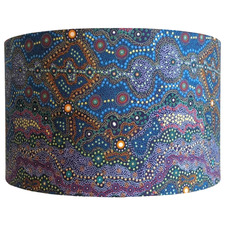 Yalke Blue Aboriginal Cotton Lamp Shade
