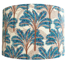 Coastal Palms Turquoise Cotton Lamp Shade